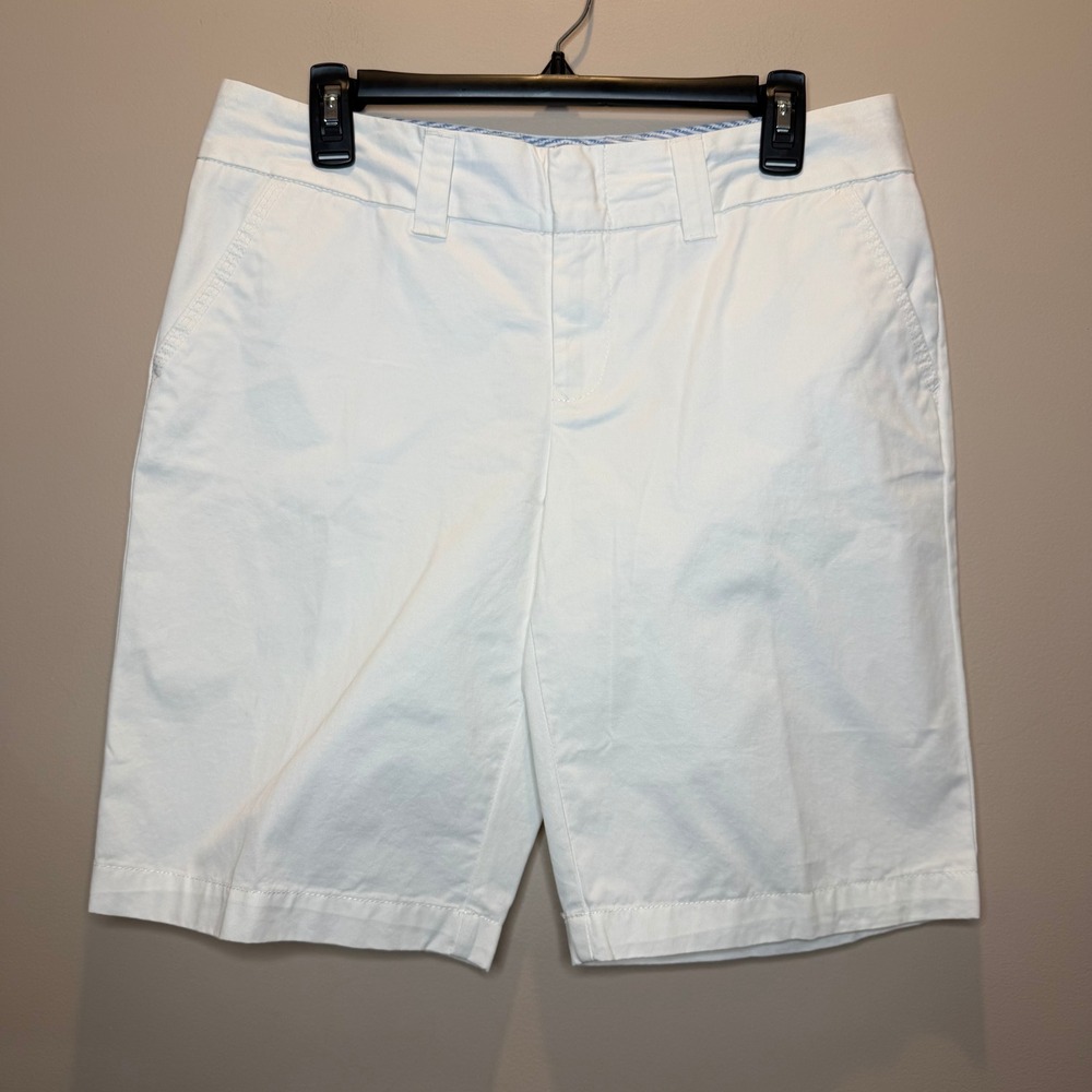 NWD Tommy Hilfiger Classic White Cotton Chino Shorts Womens Sz 8 Preppy Coastal